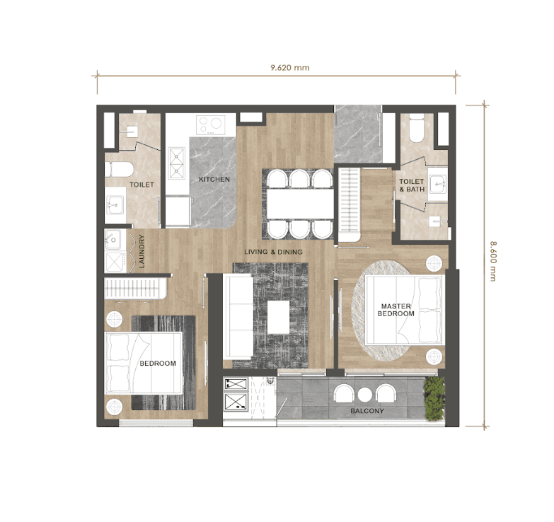 Khám phá không gian sang trọng căn hộ 2 phòng ngủ dự án Regal Residence Luxury