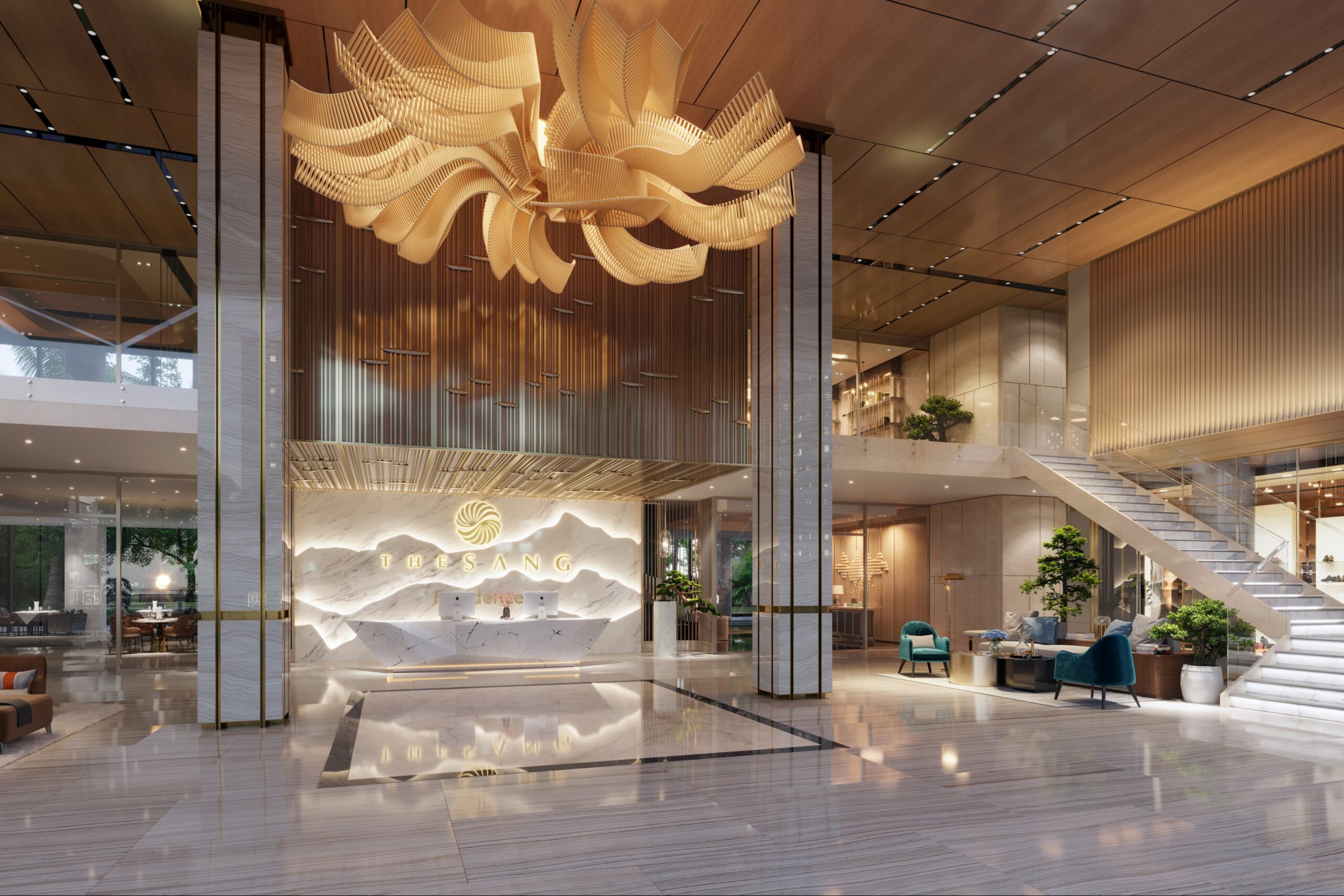 Đại sảnh thông tầng sang trọng tại The Sang Residence