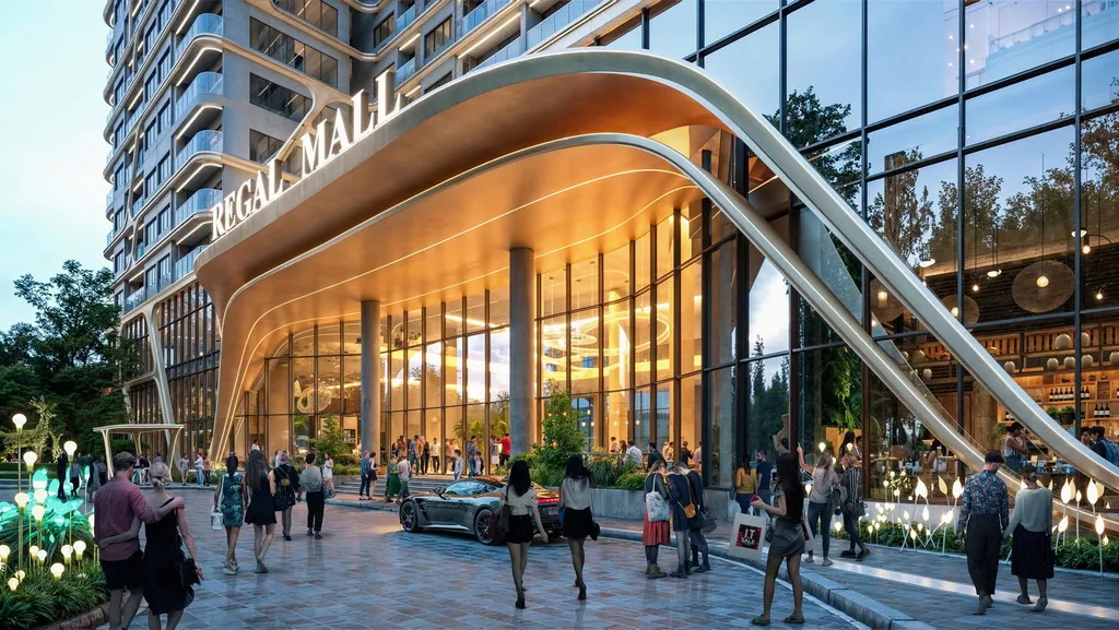 Mira tower là tòa tháp tiên phong tại Việt Nam được chủ đầu tư Regal Group đưa mô hình căn hộ flagship về đặt tại khối đế Regal Mall. Ảnh Regal Complex